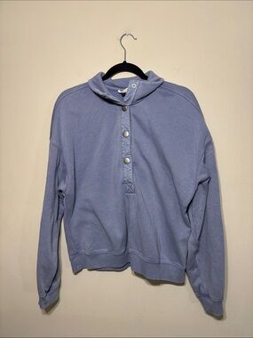 Universal Thread Snap-Placket Pullover Sweatshirt - Light Blue